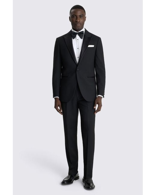 Moss Bros Black Regular Fit Peak Tuxedo Suit Jacket for men