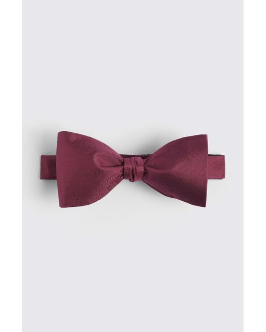 Moss Bros Purple Oxblood Silk Self-tie Bow Tie for men