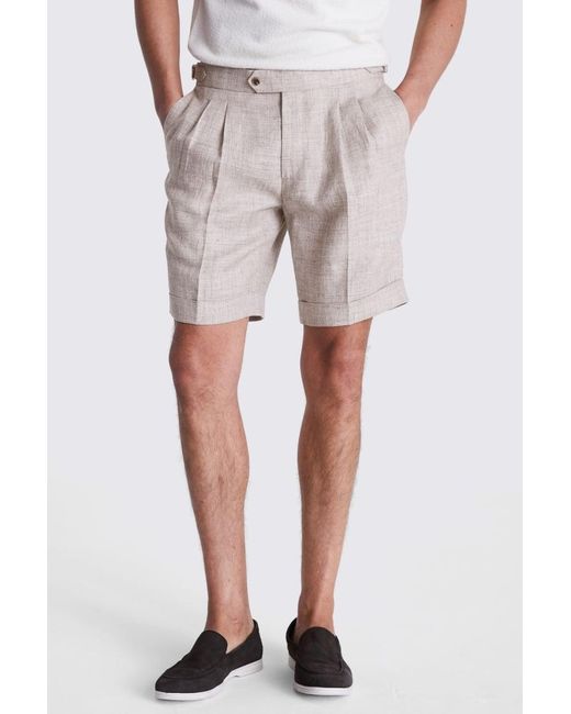 Moss Bros Natural Oatmeal Linen Shorts for men