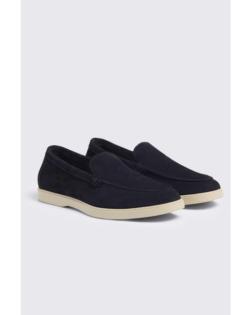 Moss Bros Blue Lewisham Relaxed Suede Loafers for men
