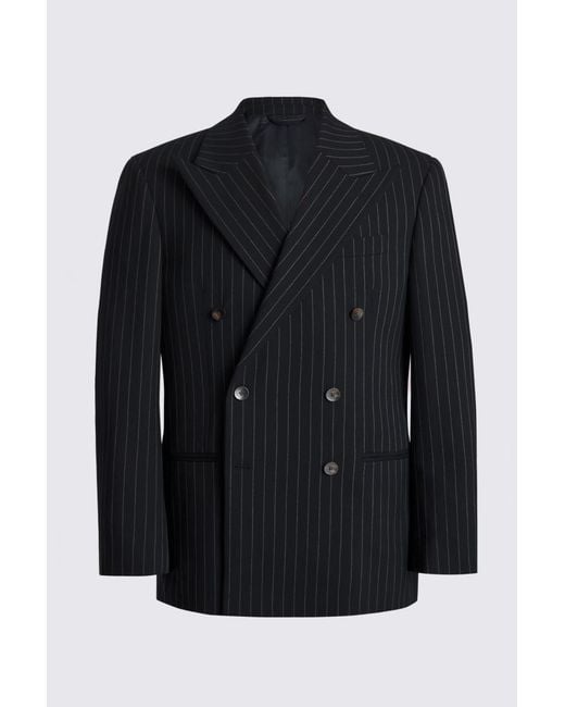 Moss Bros Black Relaxed Fti Stripe Suit Suit Jacket for men