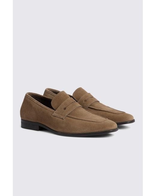Moss Bros Brown Nude Suede Relaxed Loafers for men