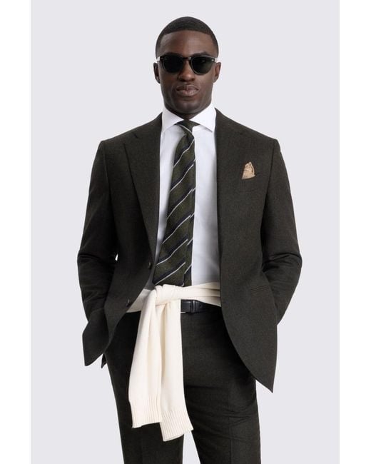 E thomas Black Italian Tailored Fit Flannel Suit Jacket for men