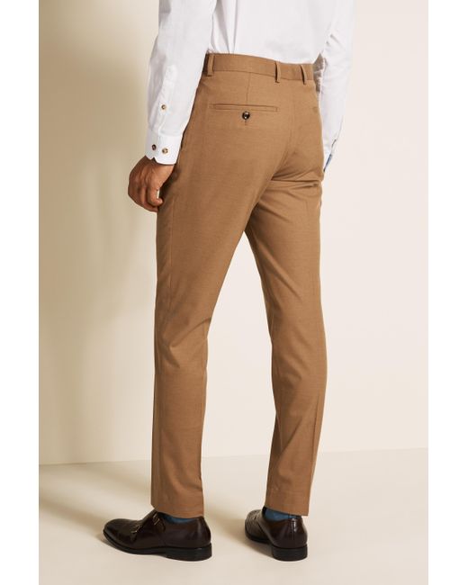 Moss London Slim Fit Camel Trousers in Natural for Men - Lyst