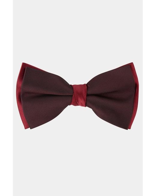 Moss Bros Red Wine Contrast Contrast Bow Tie for men