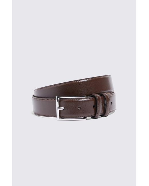 Moss Bros Brown Classic Leather Belt for men