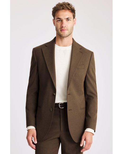 Moss Bros Brown Relaxed Fit Chestnut Flannel Suit Jacket for men