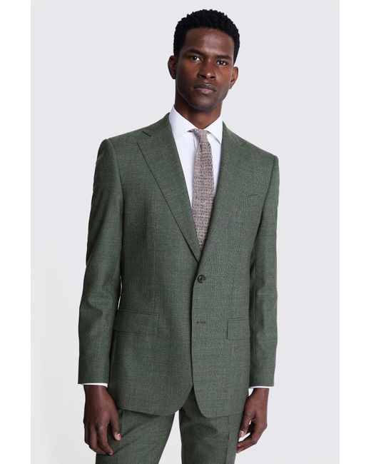 Moss Bros Green Regular Fit Puppytooth Suit Jacket for men
