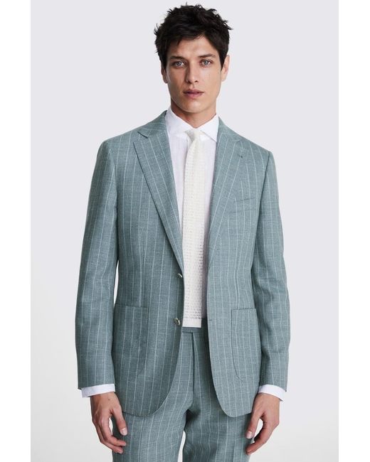 Zegna Blue Italian Tailored Fit Stripe Suit Jacket for men