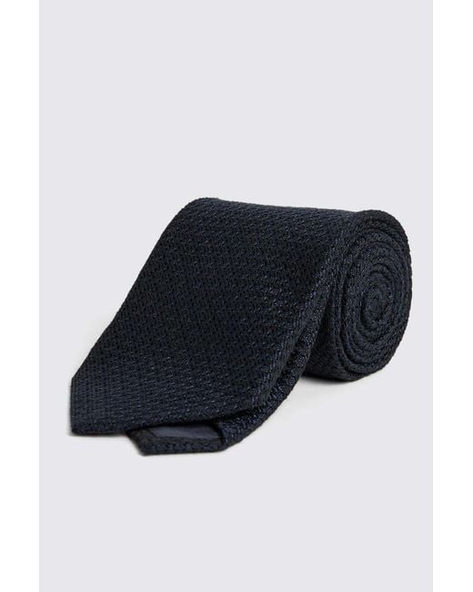 Moss Bros Black Italian Grenadine Tie for men