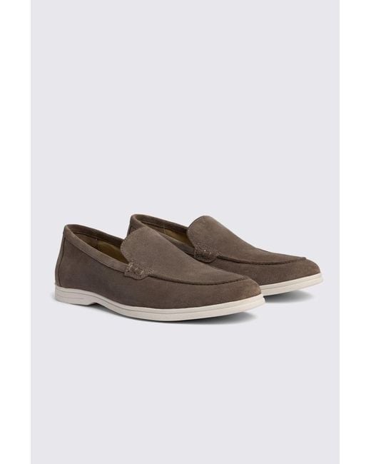 Moss Bros Brown Lewisham Almond Suede Casual Loafers for men