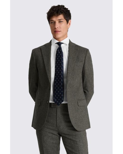 Moss Bros Black Tailored Fit Herringbone Suit Jacket for men