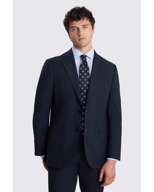 Moss Bros Blue Tailored Fit Performance Suit Jacket for men
