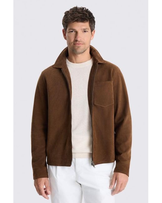 Moss Bros White Chestnut Nubuck-Leather Jacket for men