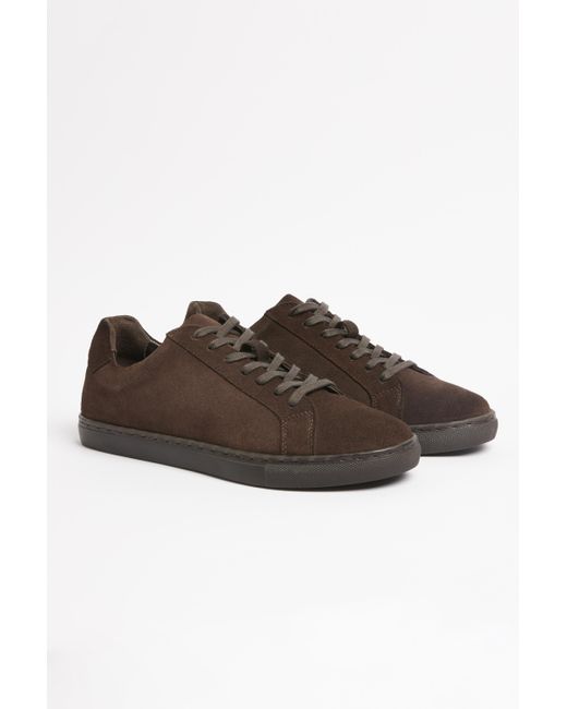 Moss Bros Brown Chocolate Suede Trainers for men