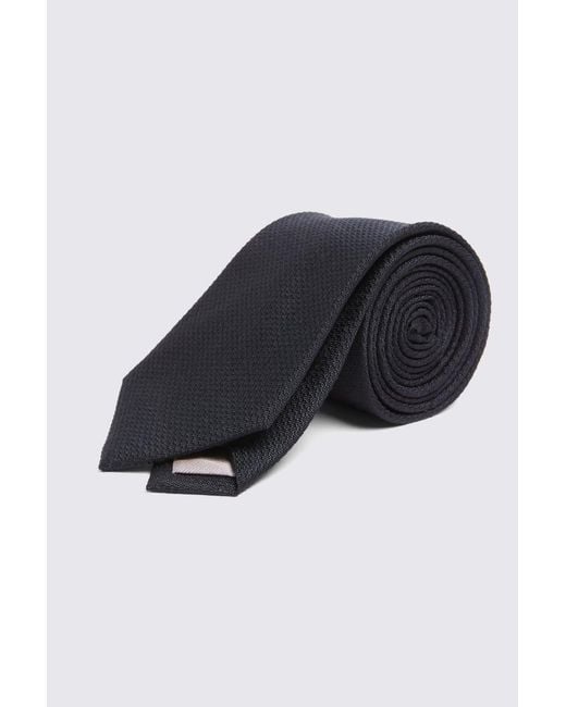 Moss Bros Black Silk Semi-Plain Tie for men