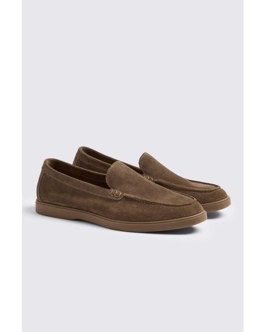 Moss Bros Brown Dark Camel Lewisham Relaxed Suede Loafers for men