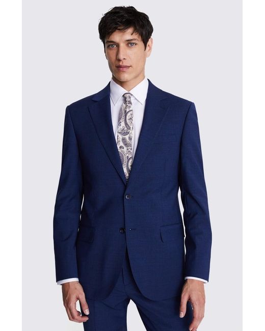 Moss Bros Blue Tailored Fit Performance Suit Jacket for men