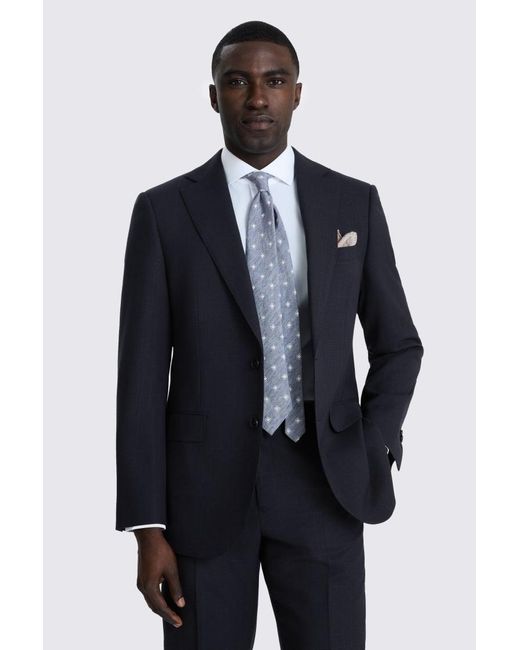 Moss Bros Blue Regular Fit Check Suit Jacket for men