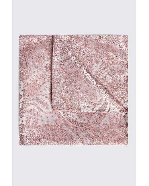 Moss Bros Pink Dusty Wedding Paisley Pocket Square for men