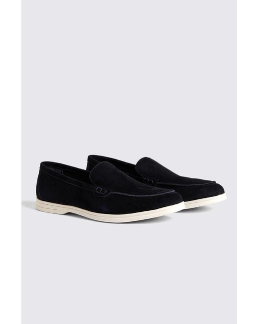 Moss Bros Black Lewisham Suede Casual Loafers for men