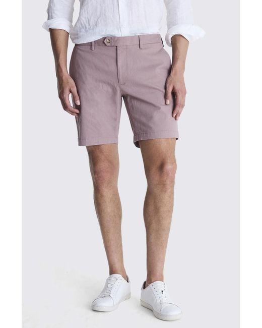 Moss Bros Pink Slim Fit Dusty Chino Shorts for men