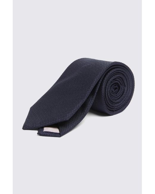 Moss Bros Blue Silk Semi-Plain Tie for men