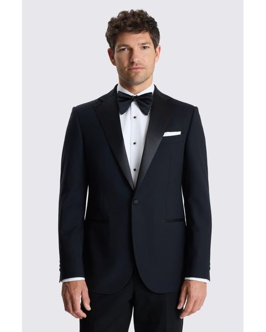Moss Bros Blue Tailored Fit Notch Lapel Tuxedo Suit Suit Jacket for men