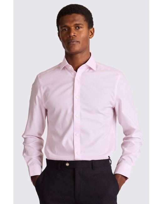 Moss Bros White Tailored Fit Royal Oxford Non-Iron Cotton Shirt for men