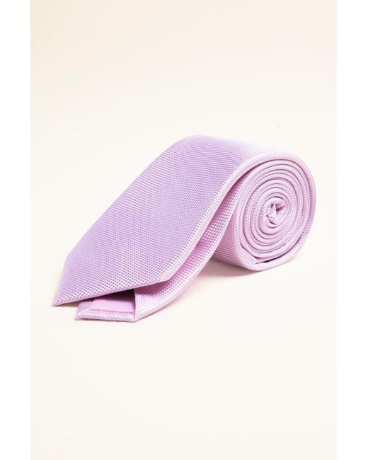 Moss Bros Purple Plain Natte Silk Tie for men