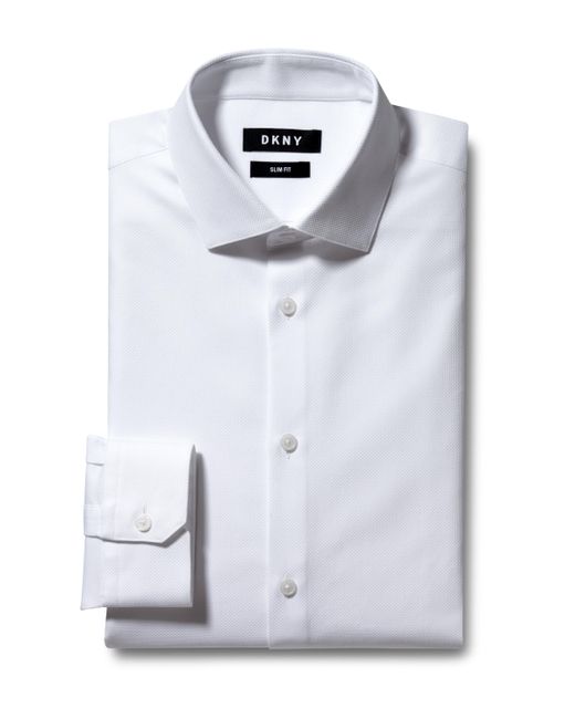 DKNY Slim Fit White Dobby Shirt for men