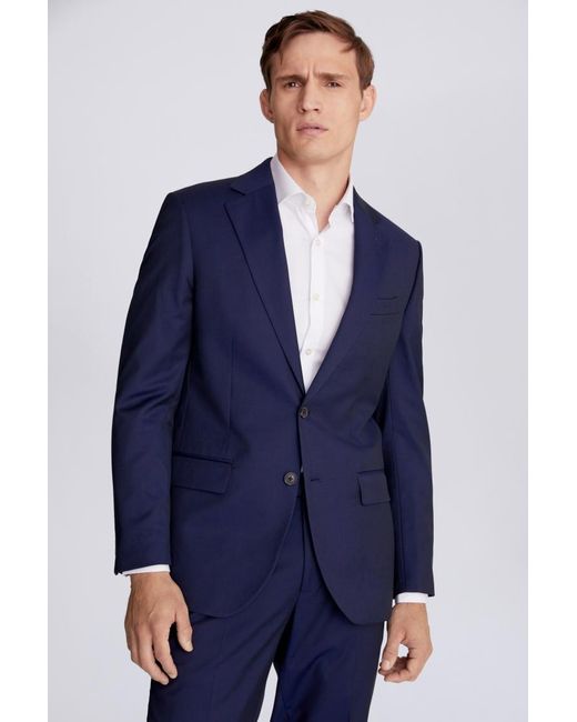 Moss Bros Blue Regular Fit Ink Stretch Suit Jacket for men