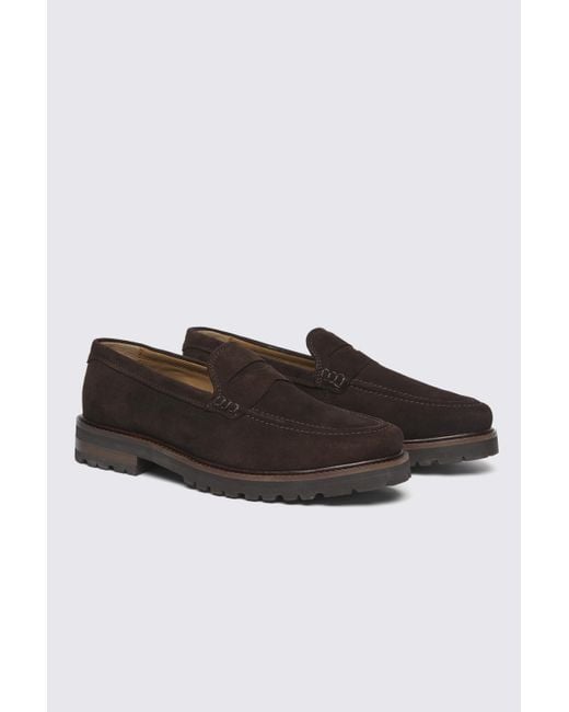 Moss Bros Multicolor Brown Suede Chunky Loafer for men
