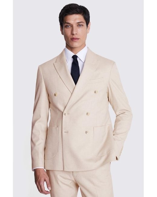 Moss Bros Natural Slim Fit Light Camel Flannel Suit Jacket for men