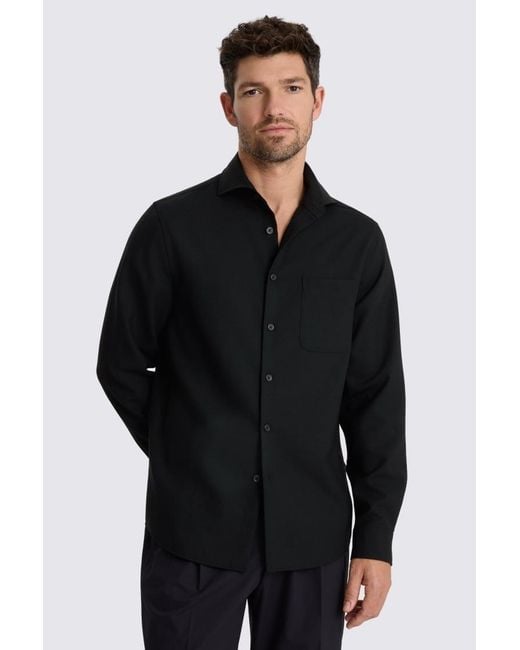 Moss Bros Black Tropical Wool Overshirt for men