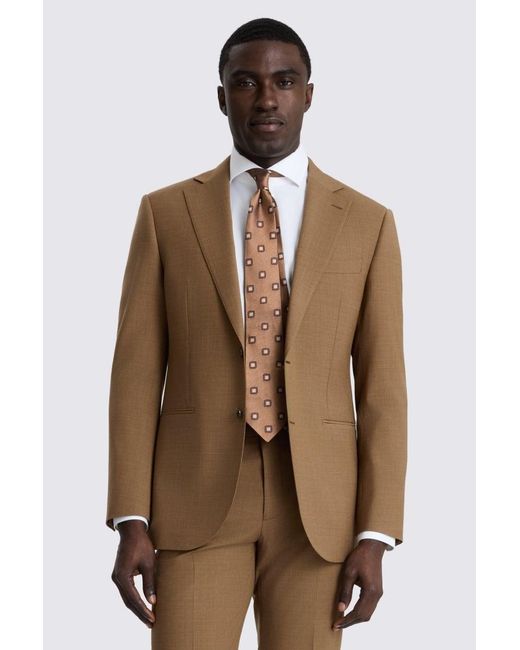 Moss Bros Brown Tailored Fit Chestnut Performance Suit Jacket for men