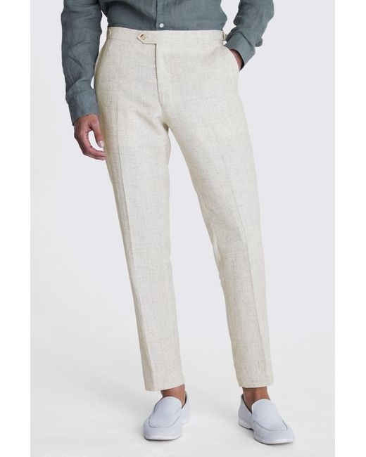 Moss Bros White Italian Tailored Fit Off Check Trousers for men