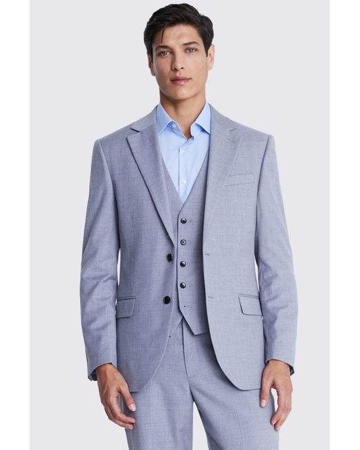 Moss Bros Blue Regular Fit Stretch Suit Jacket for men