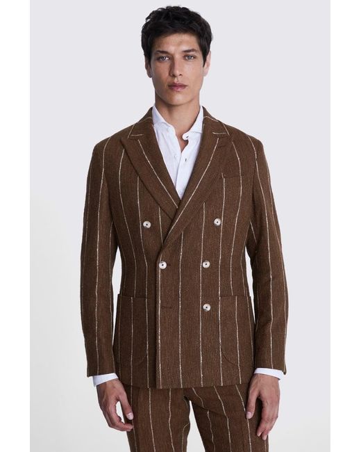 Moss Bros Brown Italian Tailored Fit Copper Stripe Suit Jacket for men