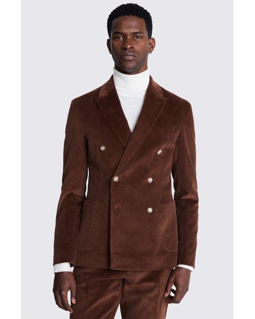 Moss Bros Brown Slim Fit Copper Corduroy Suit Jacket for men