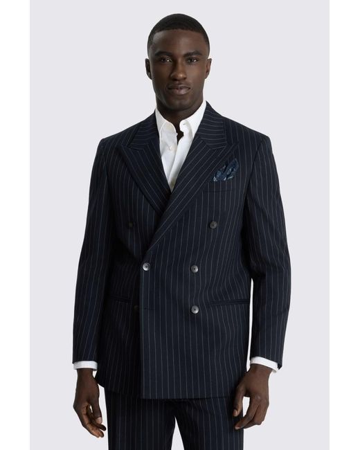 Moss Bros Black Relaxed Fit Stripe Suit Suit Jacket for men
