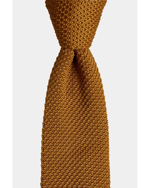 Moss London Multicolor Mustard Knitted Skinny Tie for men
