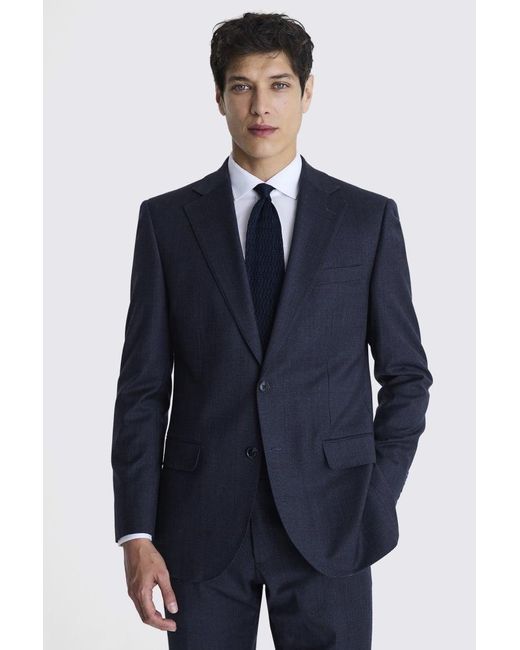 Moss Bros Blue Tailored Fit Check Performance Suit Jacket for men