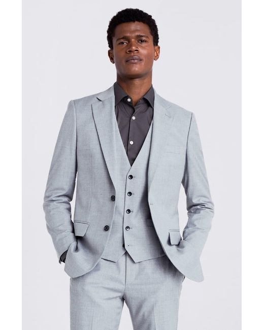 Moss Bros Gray Tailored Fit Stretch Suit Jacket for men