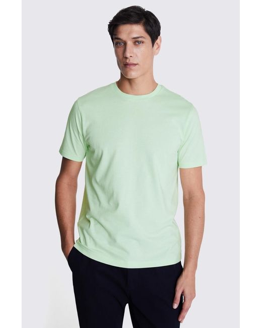 Moss Bros Green Light Crew-Neck T-Shirt for men