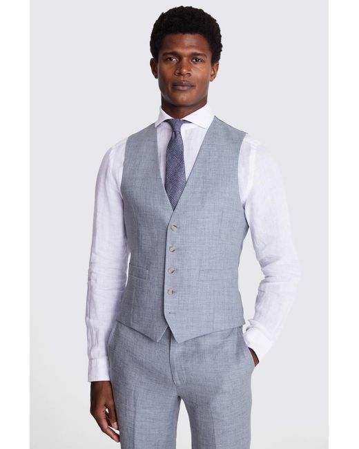 Moss Tailored Fit Light Linen Waistcoat in Purple for Men Lyst UK
