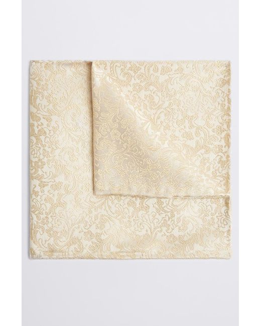 Moss Bros Natural Champagne Floral Swirl Silk Pocket Square for men