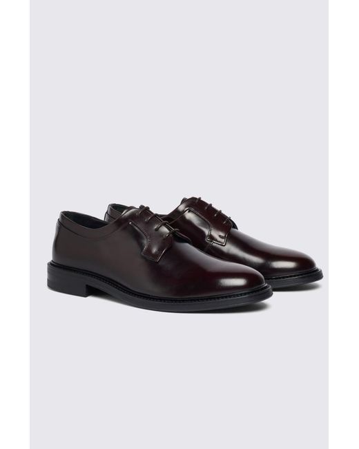Moss Bros Black Spanish Leather Oxblood Derby Shoe for men