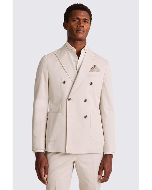 Moss Bros Natural Slim Fit Light Camel Cotton Suit Jacket for men