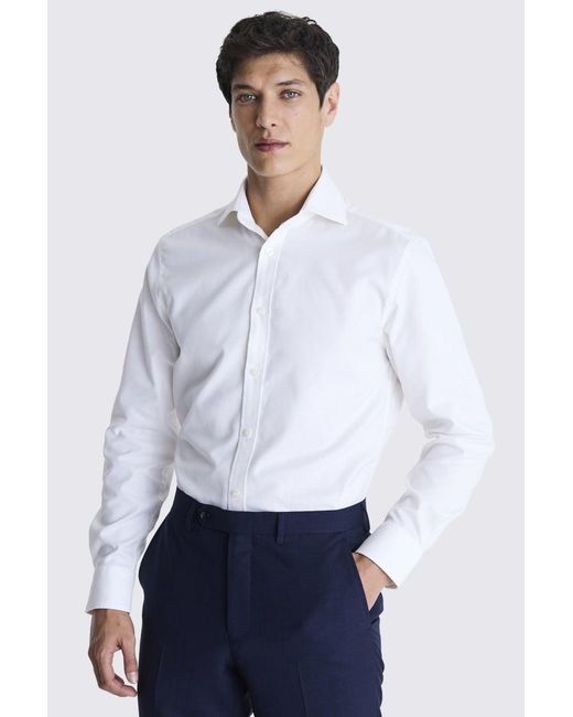 Moss Bros White Tailored Fit Off- Dobby Shirt for men